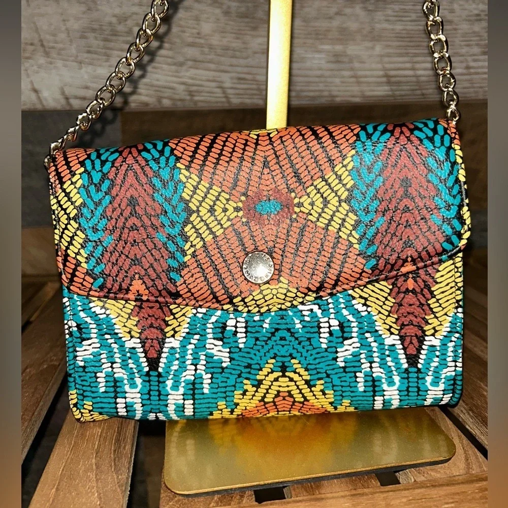 NWOT-STEVE MADDEN Multicolor Snakeskin print Chain Crossbody - Picture 2 of 9